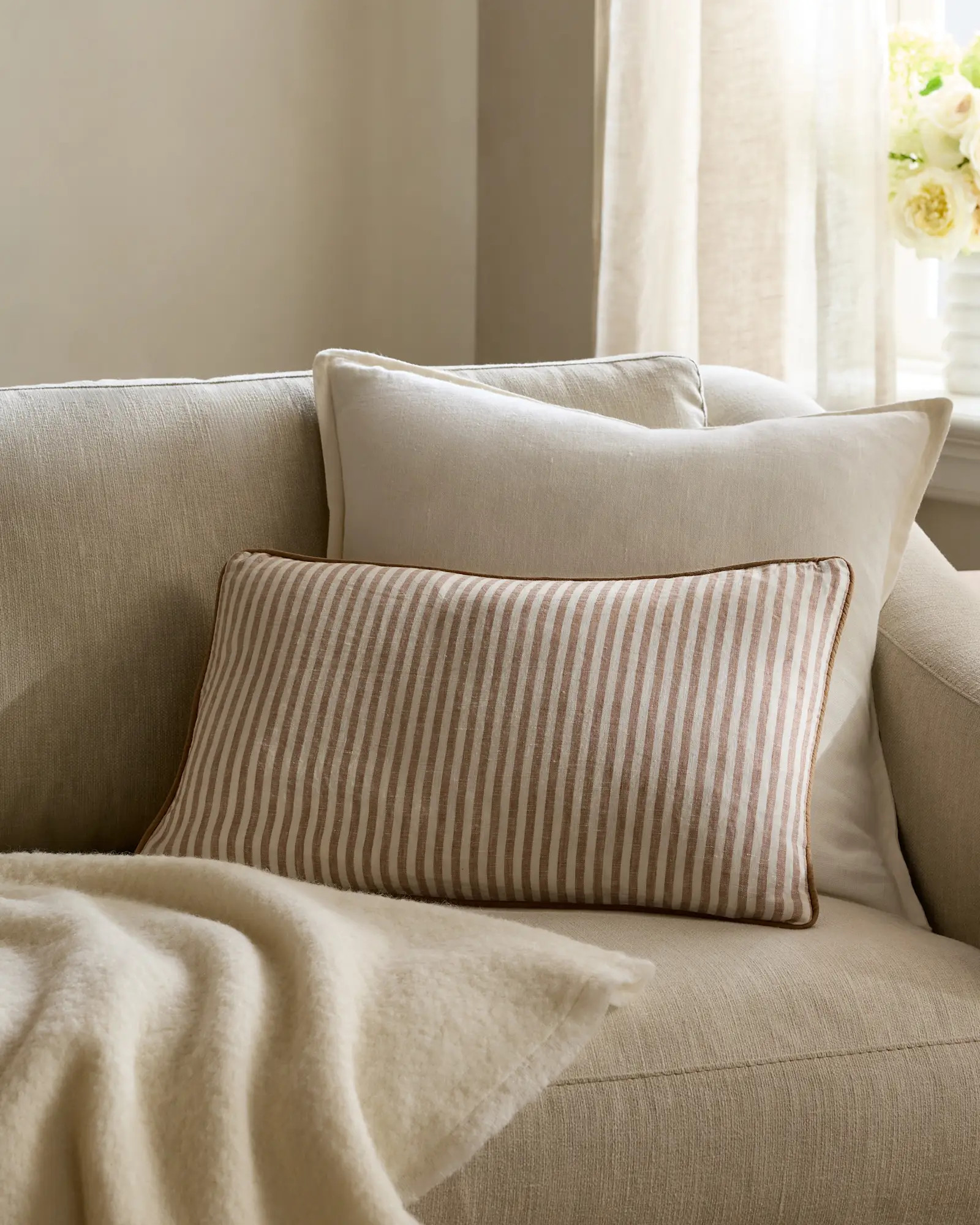 Piped Linen Stripe Pillow Cover | Quince
