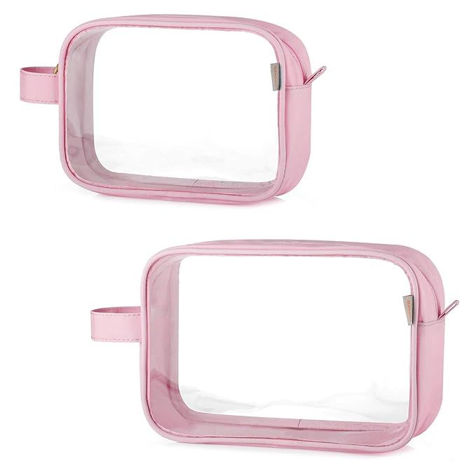 GAGAKU TSA Approved Clear Toiletry Bag Transparent Makeup Bags Set Waterproof Wash Bag 2pcs - Pin... | Amazon (US)