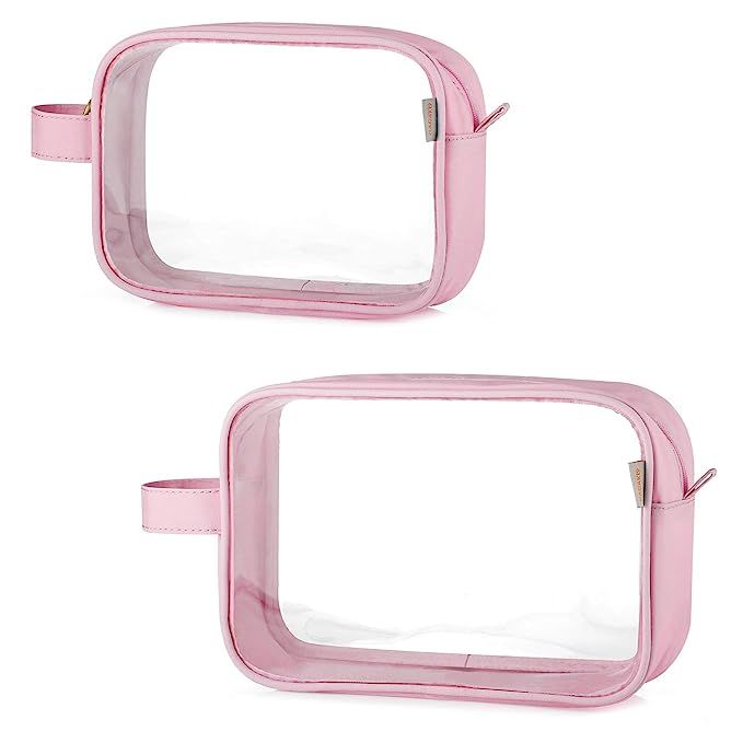 GAGAKU TSA Approved Clear Toiletry Bag Transparent Makeup Bags Set Waterproof Wash Bag 2pcs - Pin... | Amazon (US)