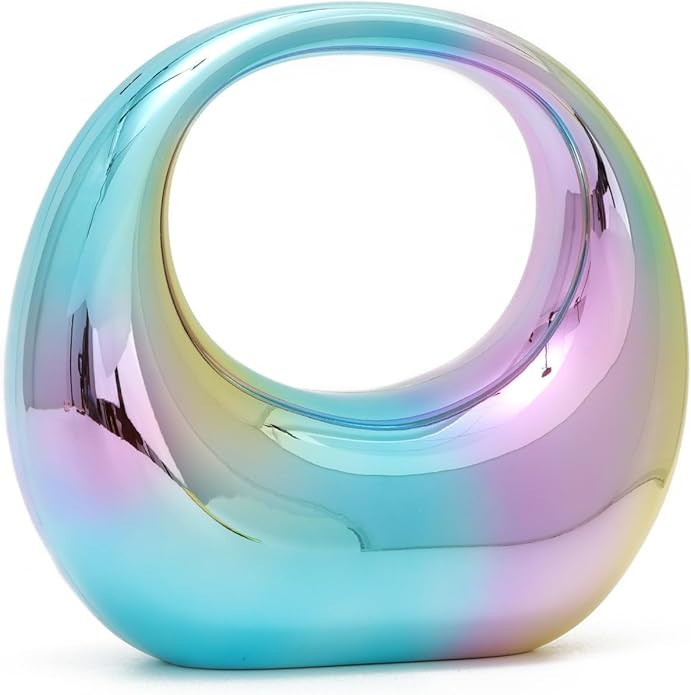 Oweisong Gold Acrylic Clutch Purse for Women Moon Hape Top Handle Handbag Colorful Clear Shoulder... | Amazon (US)