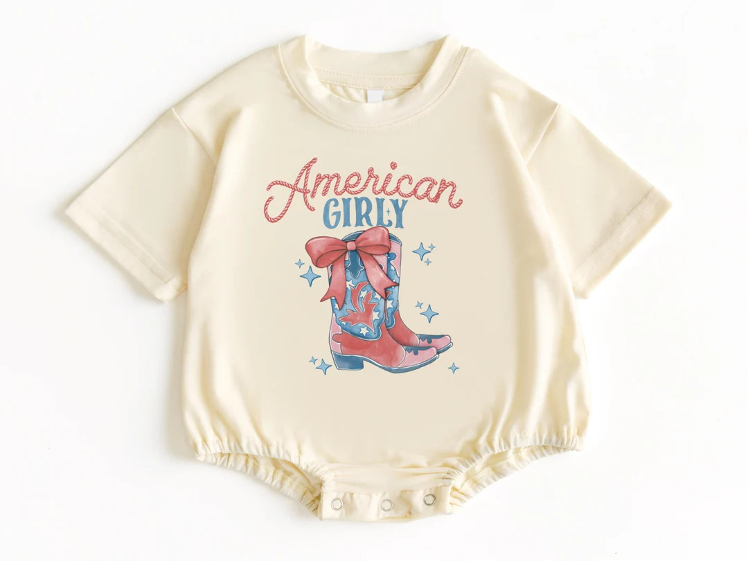 American Cowgirl T Shirt Bubble Romper, Baby Bodysuit, Fourth of July Baby Outfit, 4th of July Sh... | Etsy (US)