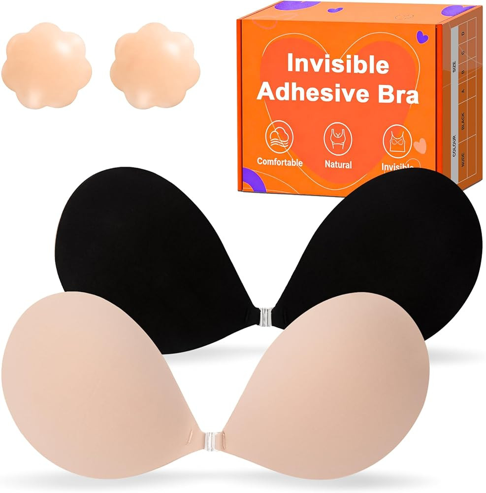 Adhesive Bra Strapless Backless Invisible Push Up Sticky Bra with Silicone Nipple Covers Reusable | Amazon (CA)