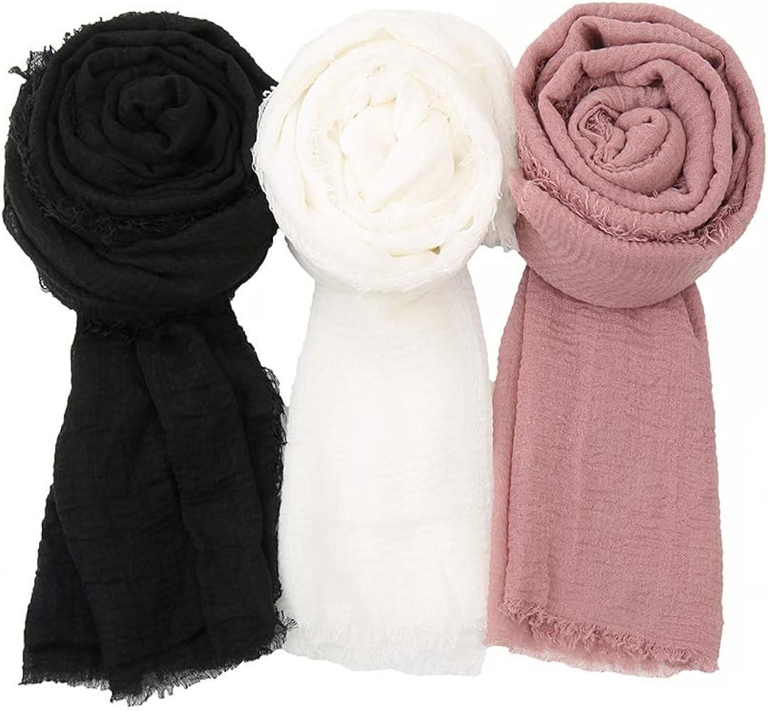Soft Cotton Hemp Scarf Wrap Long Hijab Scarves for Women | Amazon (US)