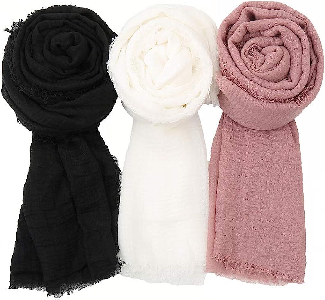 Soft Cotton Hemp Scarf Wrap Long Hijab Scarves for Women | Amazon (US)
