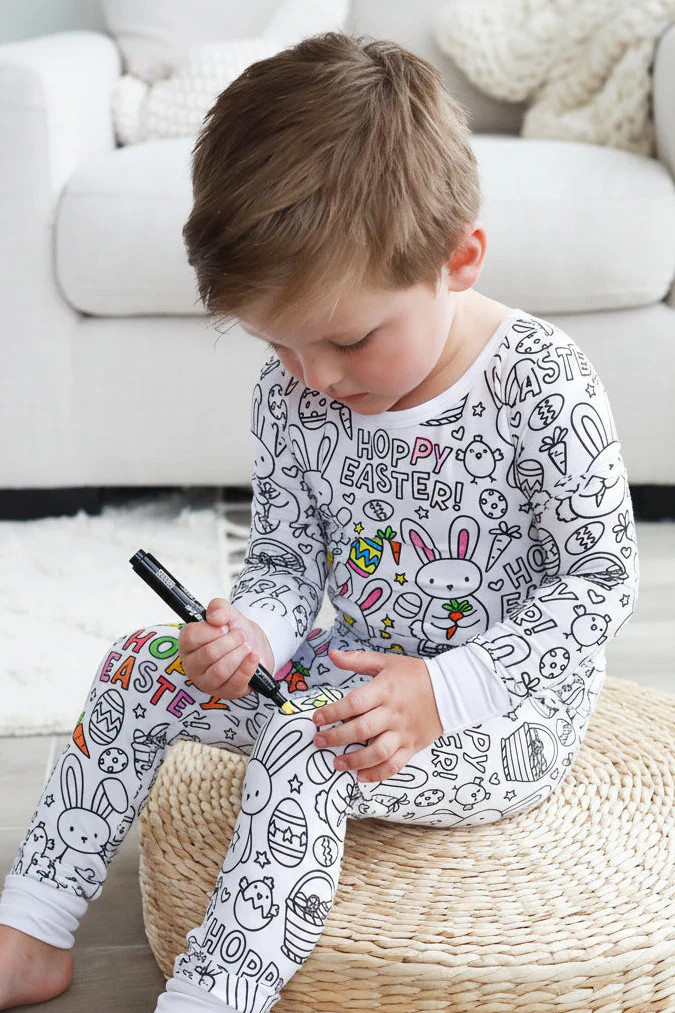 Colorable Two Piece Pajama Set | Hoppy Easter | Caden Lane