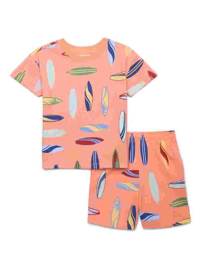 Wonder Nation Toddler Boy Printed Jersey Tee and Shorts Set, 2-Piece, Sizes 12M-5T - Walmart.com | Walmart (US)