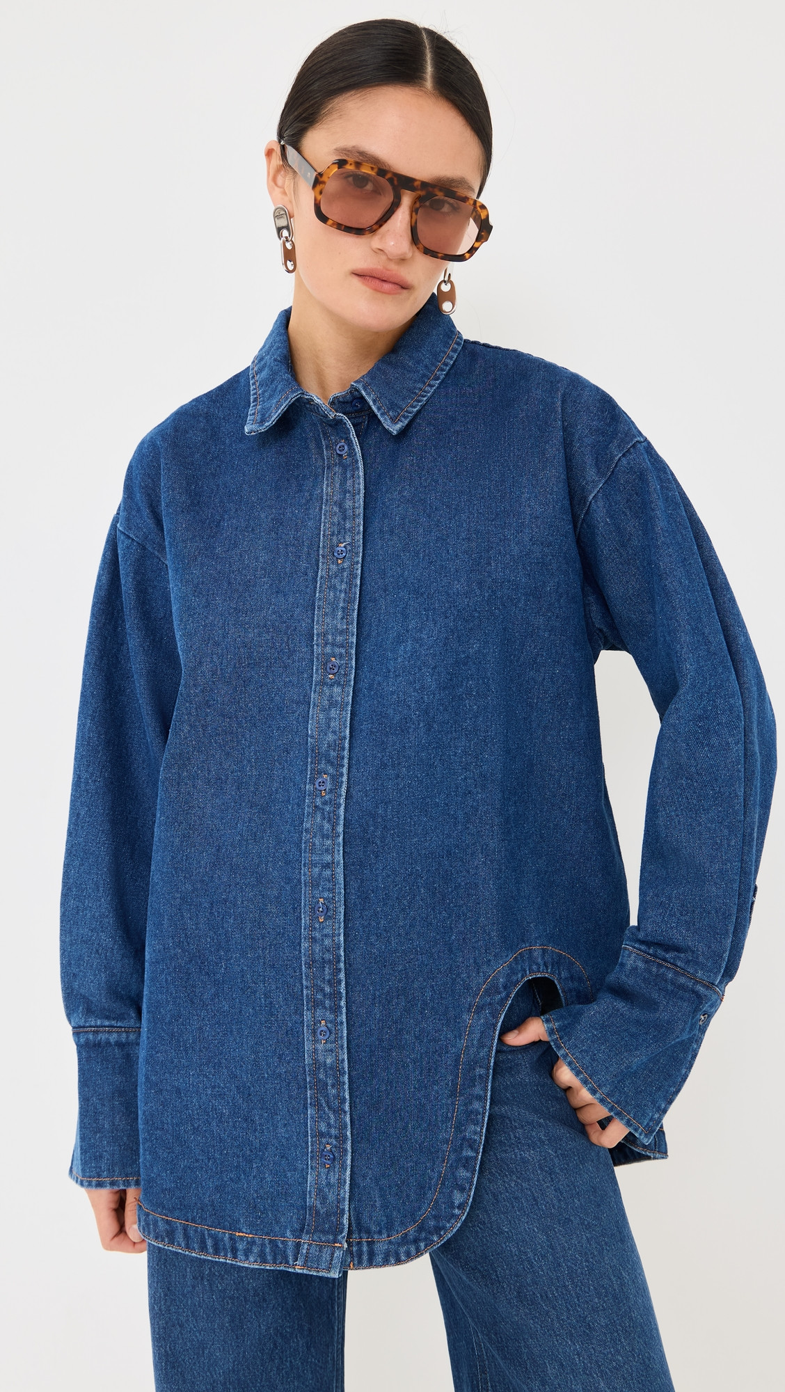 Lioness Off Duty Denim Shirt Dark Denim S | Shopbop