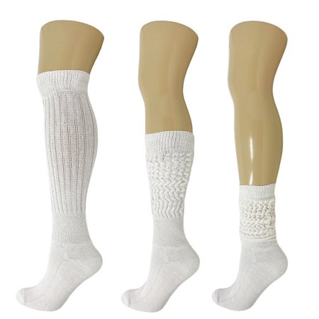 Cotton Slouch Socks Scrunch Knee High Socks Shoe Size 5-10 (2 Pairs) - Ivory | Walmart (US)