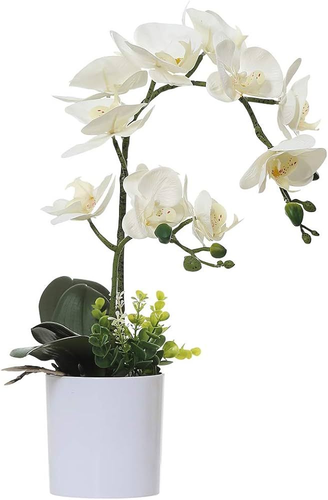 Olrla White Orchid Artificial Flower in Pot, Faux Butterfly Orchids Plant and Flower for Wedding ... | Amazon (US)