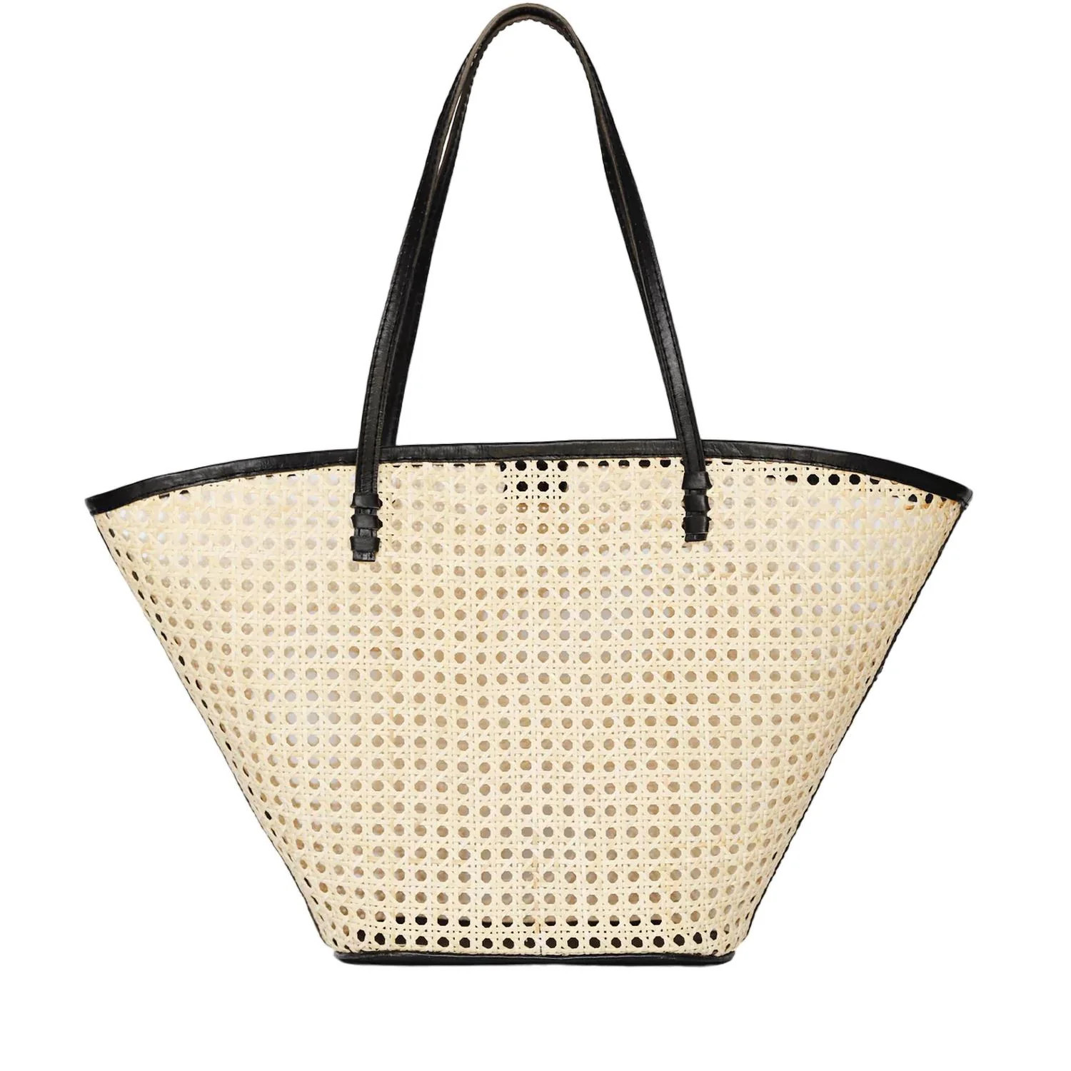 Lou Tote Bag In Black Rattan | Shop Simon