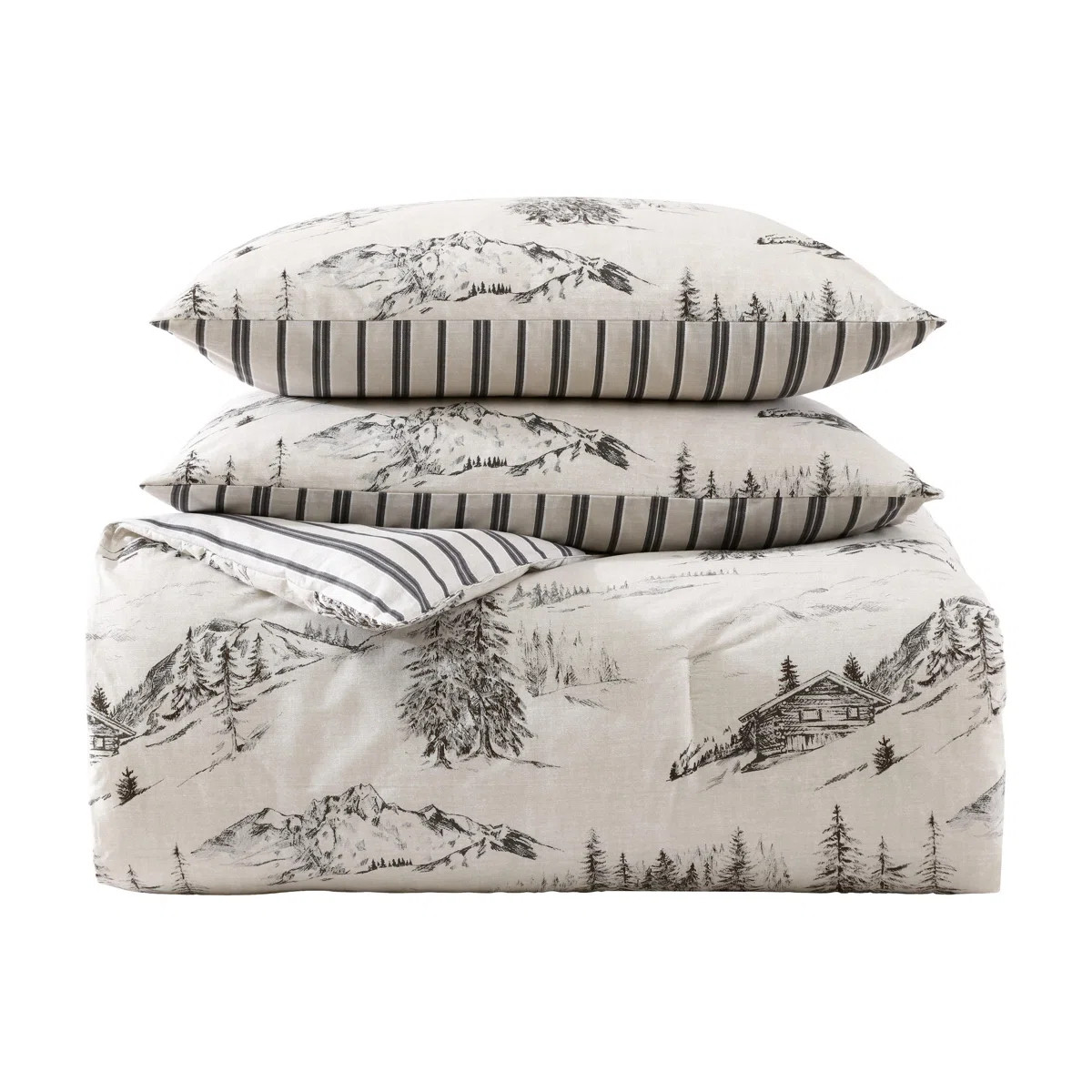 Eddie Bauer Rocky Mountain Cabin Cotton Reversible Grey Comforter Set & Reviews | Wayfair | Wayfair North America