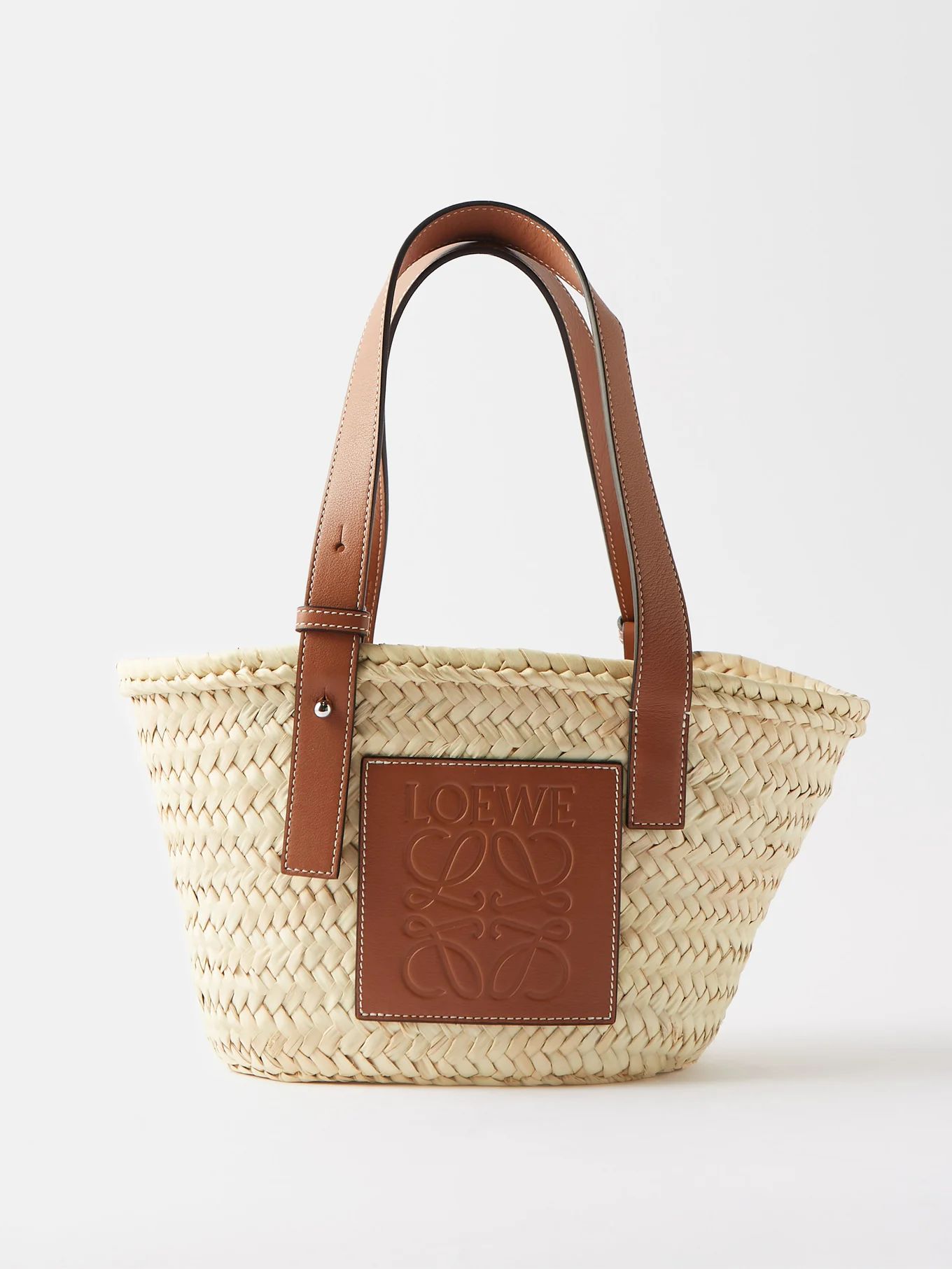 Anagram-logo small leather-trim raffia basket bag | LOEWE | Matches (UK)