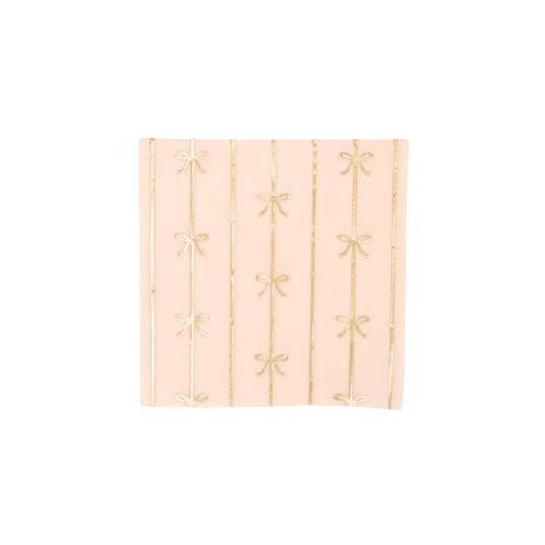 Bonjour Fête Light Peach Bow Small Party Napkins | 3-Ply Gold Foil Cocktail Napkins for Holiday Decorations | Premium Party Table Decor | Pack of 20, 5" Folded | Elegant Fancy Napkins | Amazon (US)