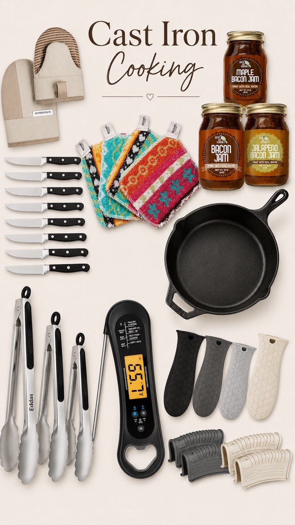 Nothing beats cooking in a classic cast iron skillet, especially when you’ve got the perfect tools to make it seamless. I’m completely obsessed with these silicone handle grips (no more accidental burns!) and don’t even get me started on the Bacon Jam lineup—the Jalapeño Bacon Jam is an absolute game-changer on burgers and breakfast sandwiches! 🔥

Everything you need for the ultimate cast iron setup is linked!

#LTKHome #LTKfoodie #LTKdayinmylife