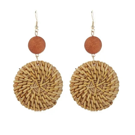 Womens Earrings Trendy Pearl Handmade jewelry Geometric Gound Retro Style Ladies Bohemian Rattan Ear | Walmart (US)