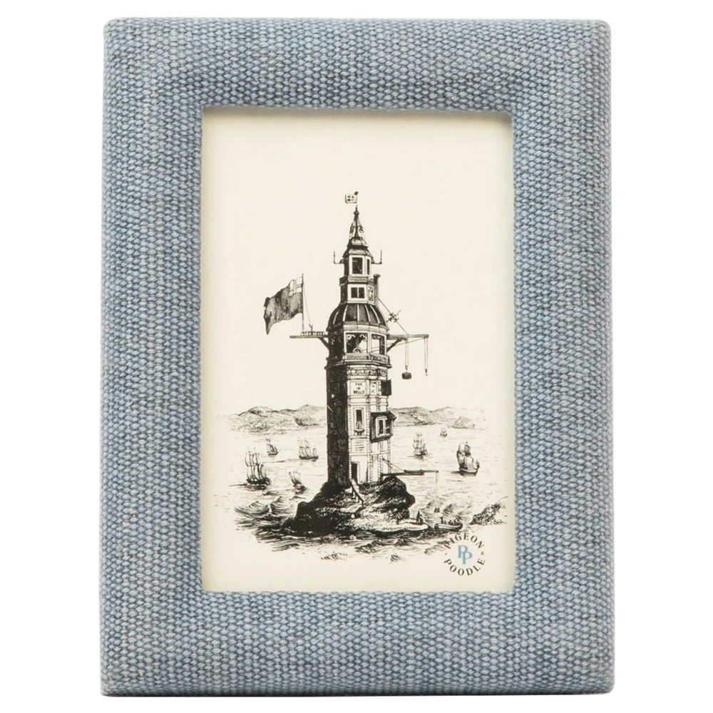 Pigeon and Poodle Kemi Coastal Light Blue Textured Fabric Photo Frame - 4x6 | Kathy Kuo Home
