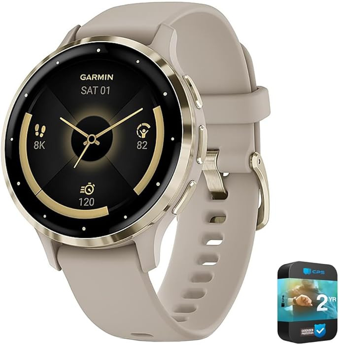 Garmin Venu 3S Health Fitness GPS Smartwatch Gold Steel Bezel w/French Gray Case 41mm | Official ... | Amazon (US)