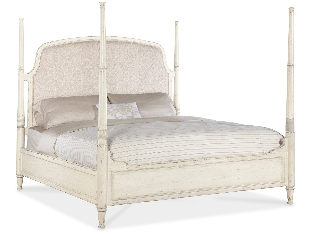 Americana King Upholstered Poster Bed In Beige | 1stopbedrooms