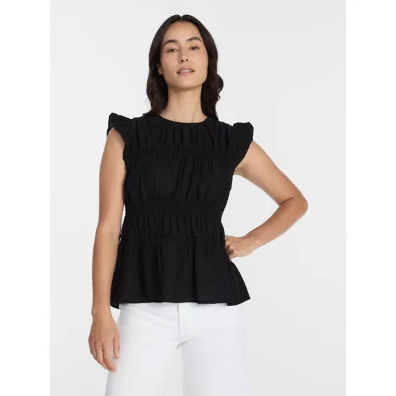Time and Tru Women's Sleeveless Smocked Femme Top, Sizes XS-XXXL | Walmart (US)