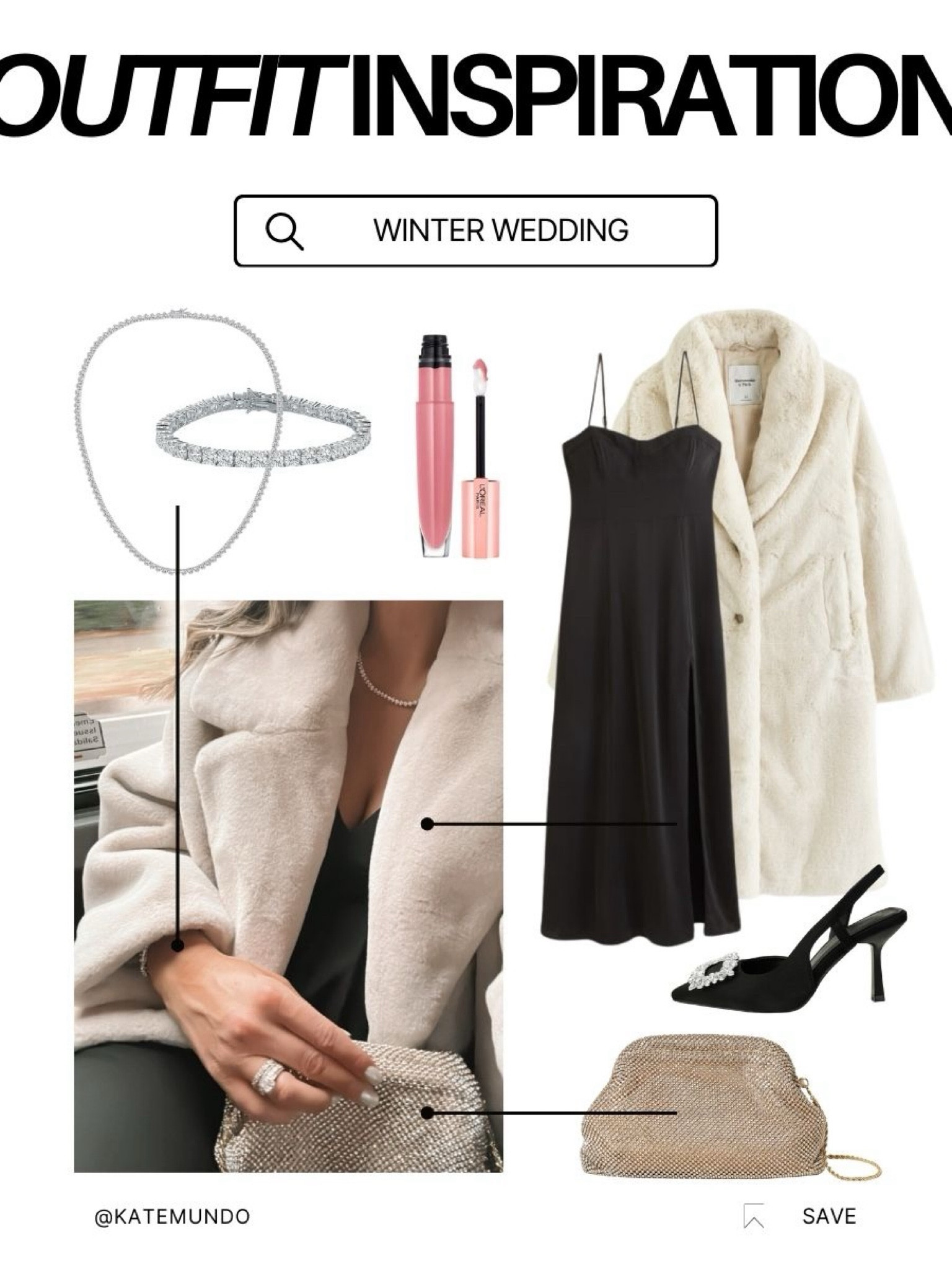 Winter wedding. Outfit inspiration. Black dress. Faux fur coat. Rhinestone heels. Rhinestone bag. Sparkly bag. Sparkly heels. Sparkly jewelry. Tennis necklace. Neutral lip. Holiday style. Winter style. Bump style. Holiday party. Wedding ready  

#LTKparties #LTKHoliday #LTKwedding