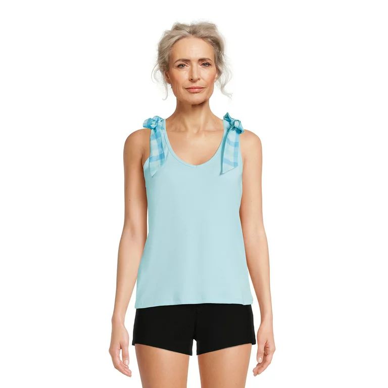 Time and Tru Women's Bow Shoulder Tank Top | Walmart (US)