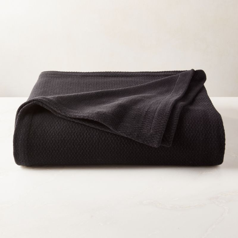 Jasper Organic Cotton Full/Queen Blanket Black + Reviews | CB2 | CB2
