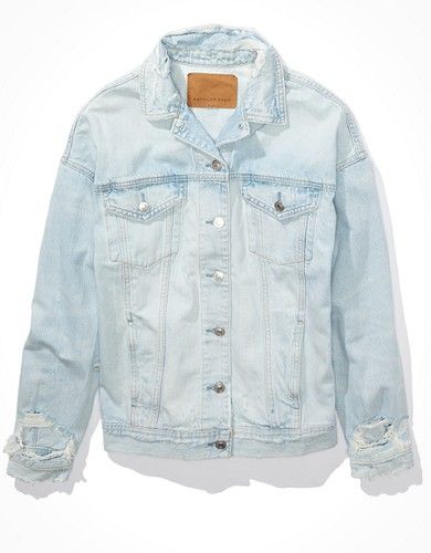 AE Lightwash Denim Boyfriend Jacket | American Eagle Outfitters (US & CA)