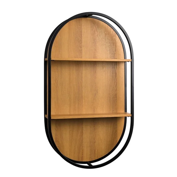 Better Homes & Gardens Open Frame Arch Shelf with Black Metal and Light Honey Finish | Walmart (US)