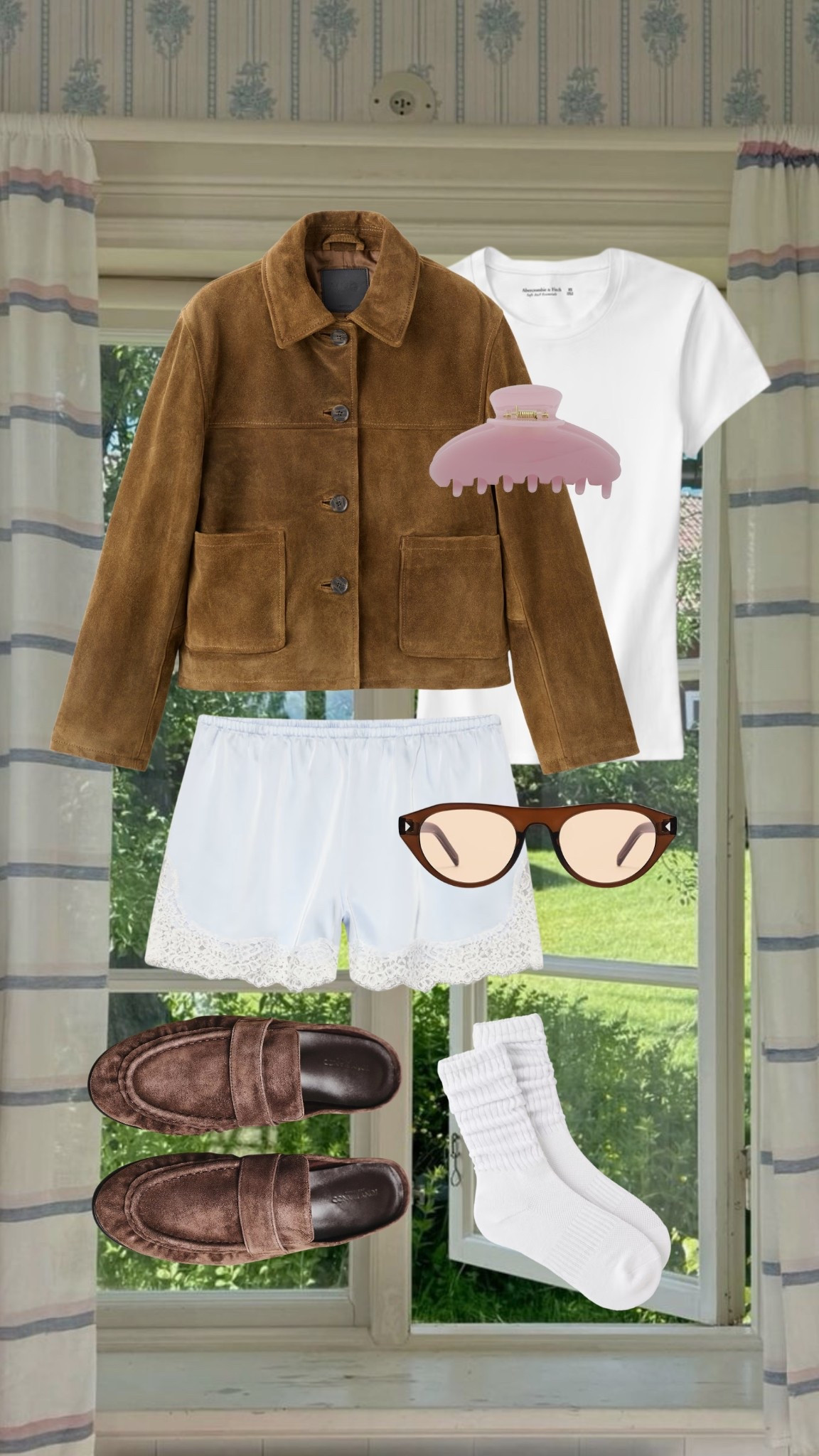 Elevated spring casual style! Love the loafers and satin shorts combined with a simple tee & slouchy socks! 

#aritzia #loafers #springstyle #bresheppard