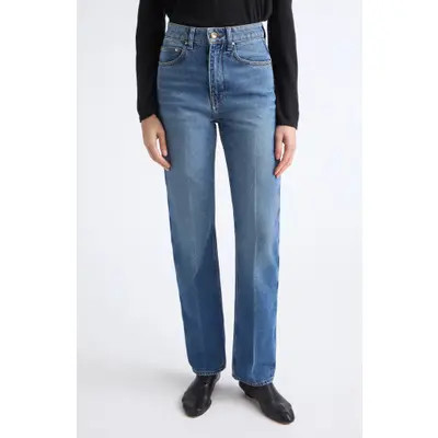 OSSOU Noon High Waist Straight Leg Jeans in Salt W Crease at Nordstrom, Size 30 | Nordstrom
