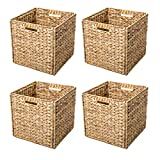 Trademark Innovations Foldable Hyacinth Storage Baskets with Iron Wire Frame (Set of 4) | Amazon (US)