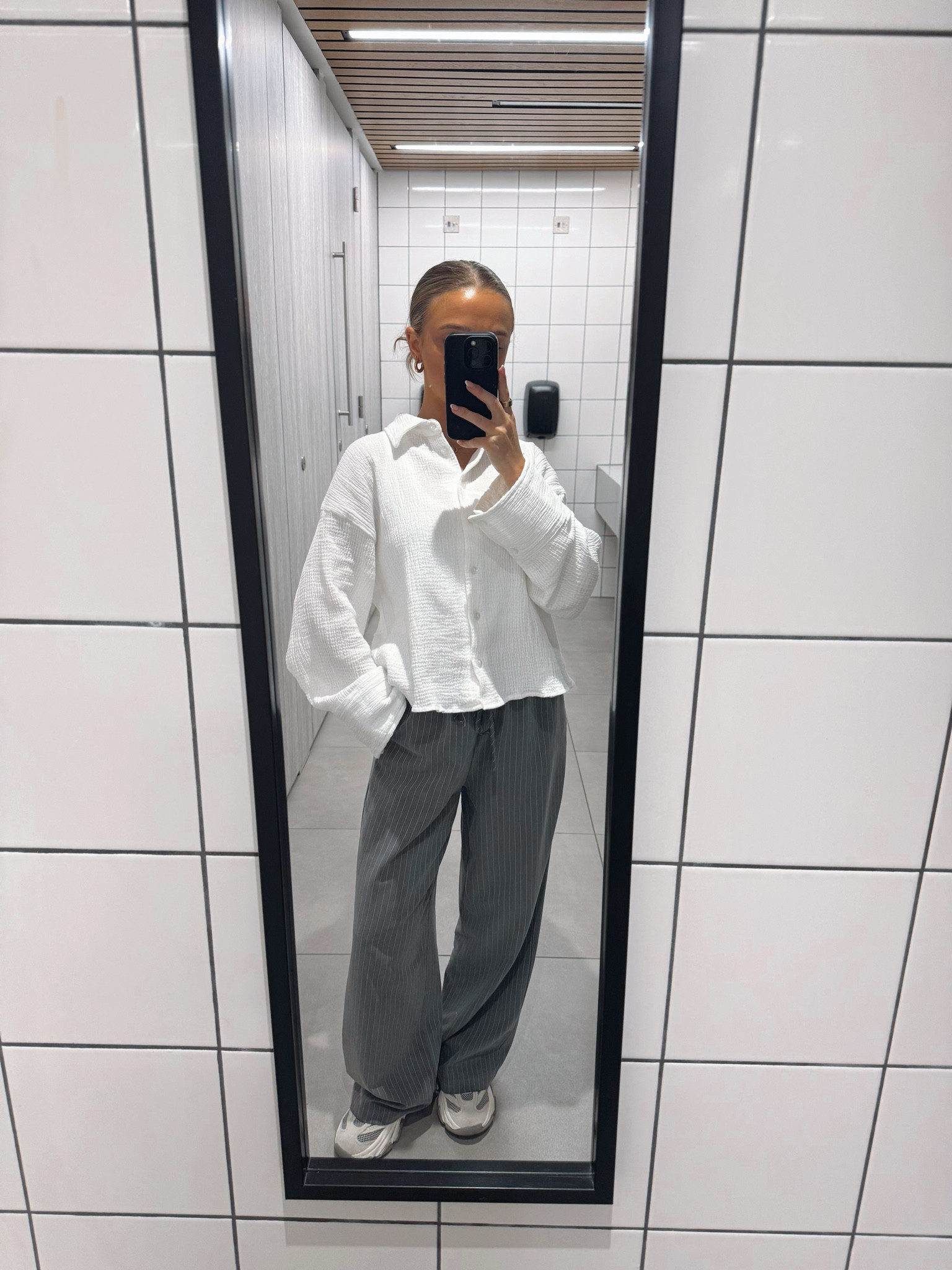 recent work outfits🤍

Pinterest style outfit inspo ideas wide leg trousers smart casual work asos loose spring summer TikTok casual easy basic neutral ootd faves casual corporate petite grey pinstripe white cropped boxy textured shirt 

#LTKspring #LTKootd #LTKWorkwear