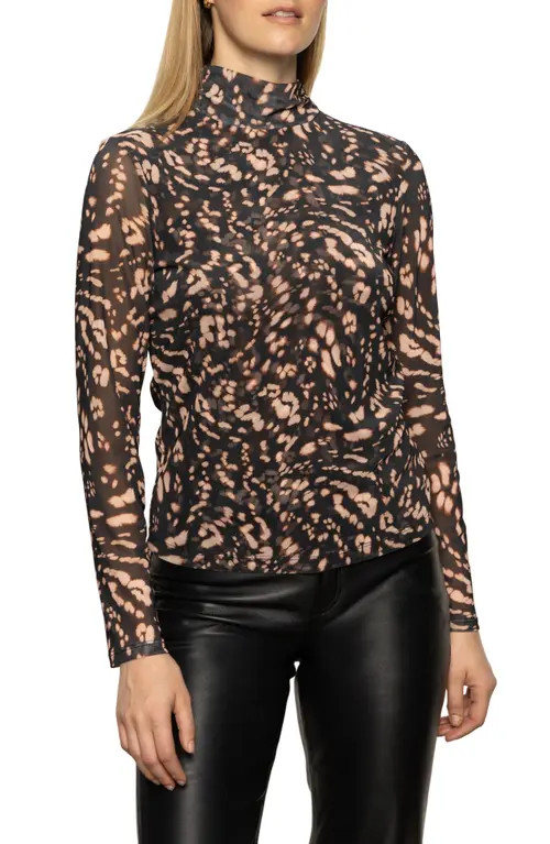 Sanctuary Abstract Print Mesh Top in Nocturnal at Nordstrom, Size Large | Nordstrom