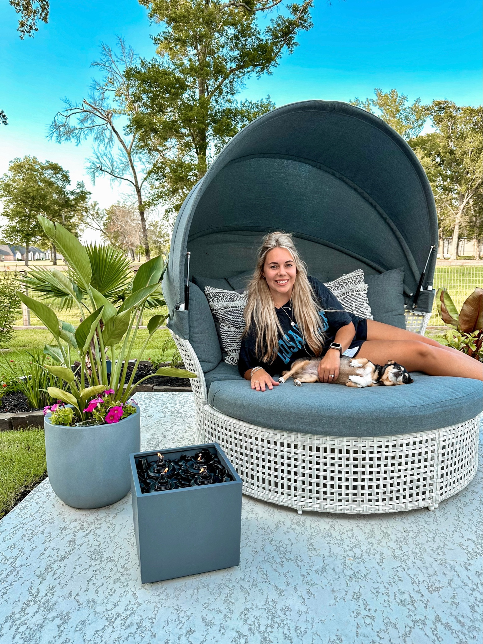 DIY firepit to keep the bugs away! 🔥 #walmartpartnet Comment below if you’d like the links to make your own! It was super simple and the perfect addition to your outdoor oasis. 🌴✨ 
Follow my shop @wifeonadime on the @shop.LTK app to shop this post and get my exclusive app-only content.
#WelcomeToYourWalmart #WalmartHome #IYWYK #outdoordecor #patiodecor
#summer  #liketkit  
@shop.ltk #ltkhome #diy #walmartfinds 

#LTKFind  

#LTKSeasonal #LTKfamily #LTKSeasonal #LTKhome