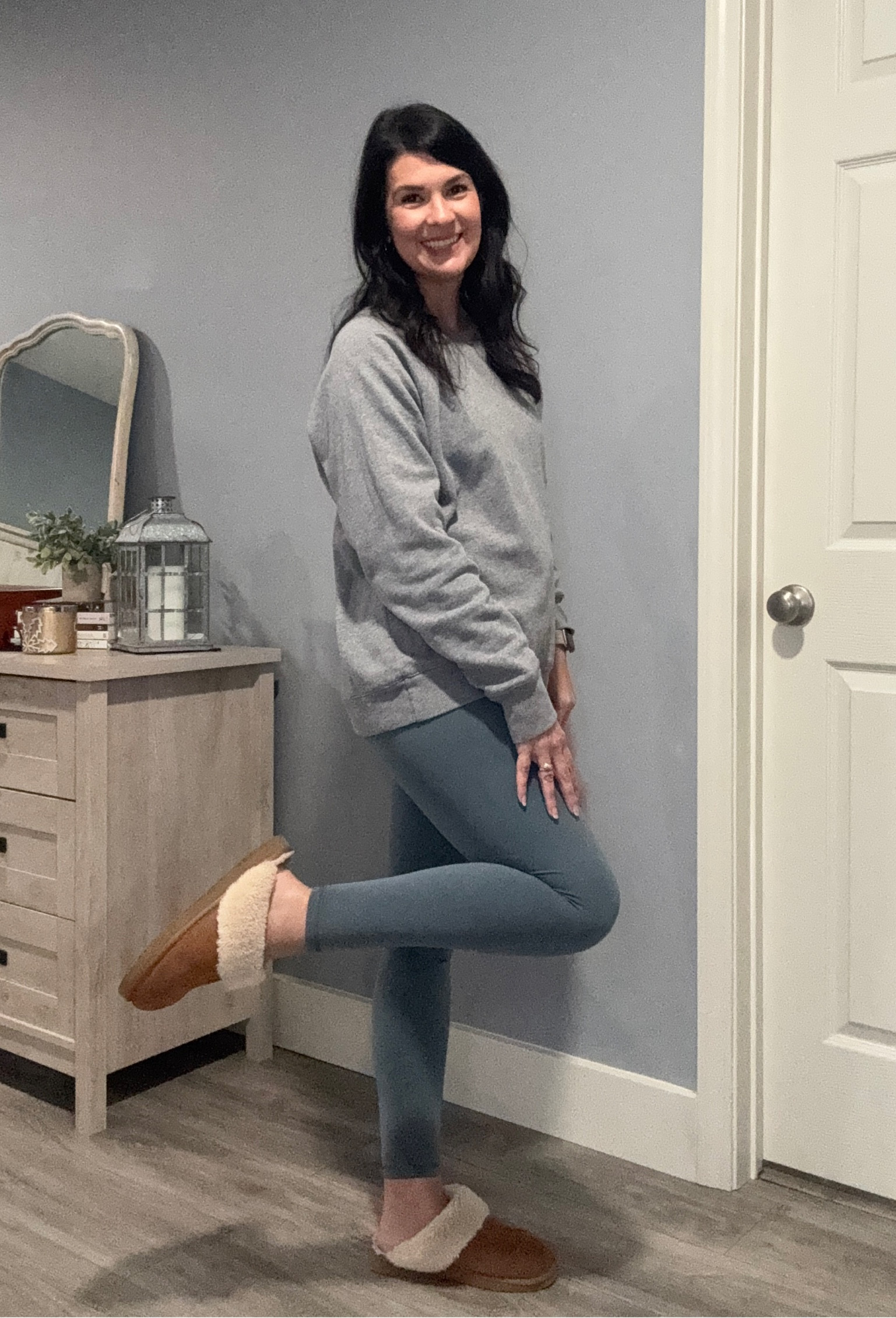 Tackling year-end reports from my home office called for total comfort!  Leggings, sweatshirt and slippers = outfit of choice! 

#LTKOver40 #LTKActive #LTKShoeCrush