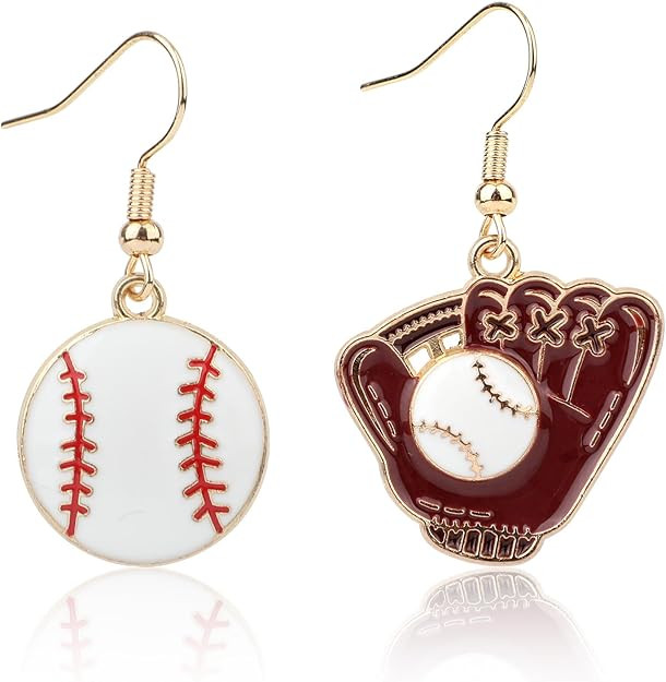 Baseball Earrings for Women, Ball Shape Dangle Earrings Sport Ball Dangle Earring Baseball Player... | Amazon (US)