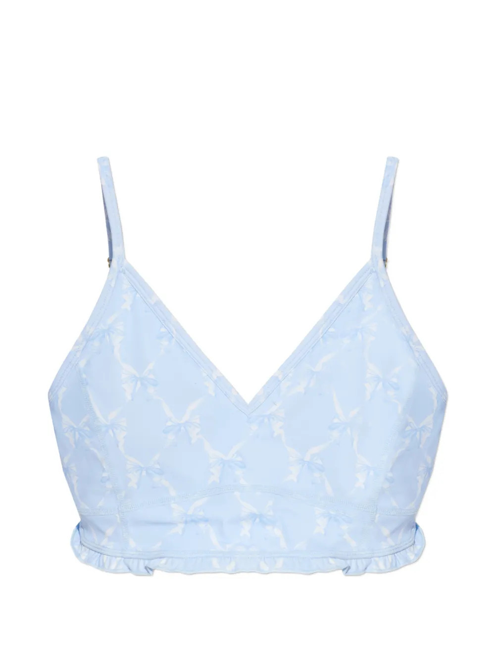 LoveShackFancy Erza ruffled bow top - Blue | Farfetch Global