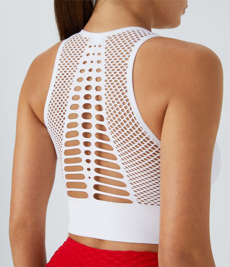 Women’s Seamless Flow Low Support Cut Out Patchwork Yoga Sports Bra - Halara | HALARA