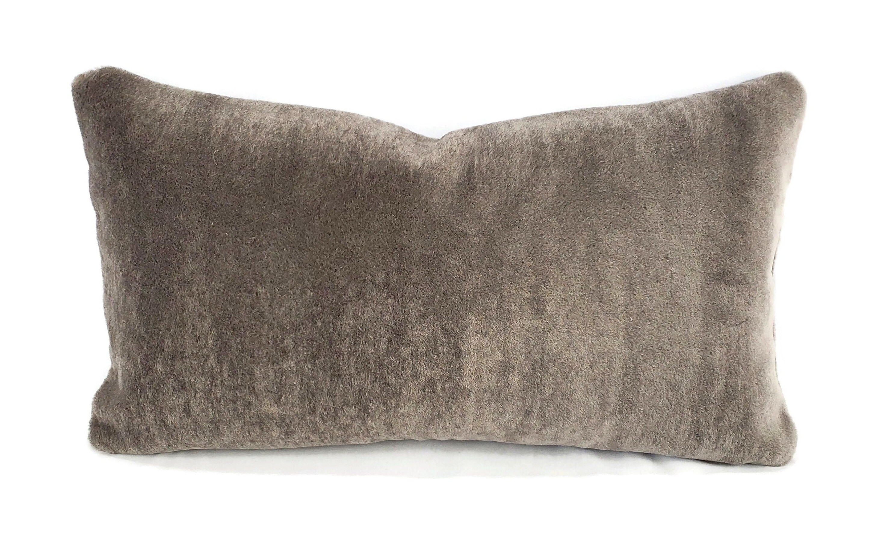 Kravet Couture Teddy Mohair in Flint Lumbar Pillow Cover 11 X 20 Long Hair Plush Mohair Velvet Da... | Etsy (US)