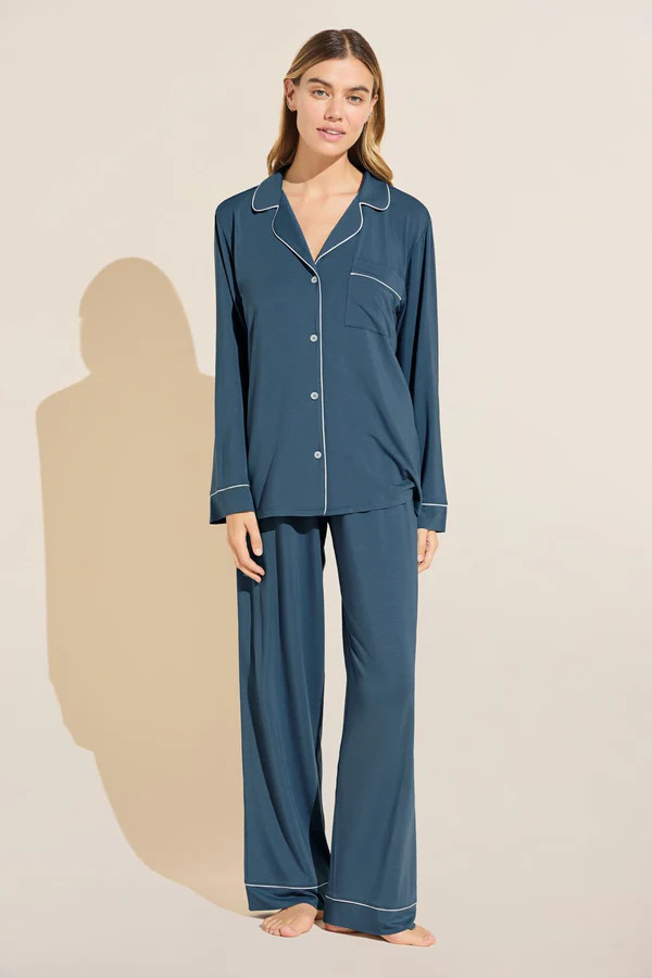 Gisele TENCEL™ Modal Long PJ Set - Heritage Blue/Ivory | Eberjey