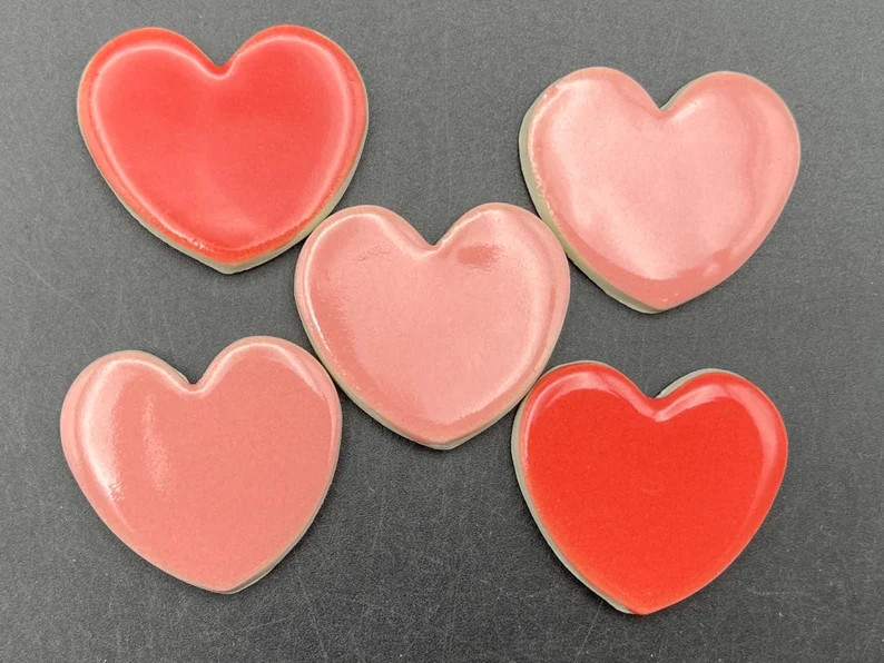 Mosaic hearts, set of 5 ceramic hearts, heart tiles handmade by Fabulousfungi H 6 | Etsy (US)