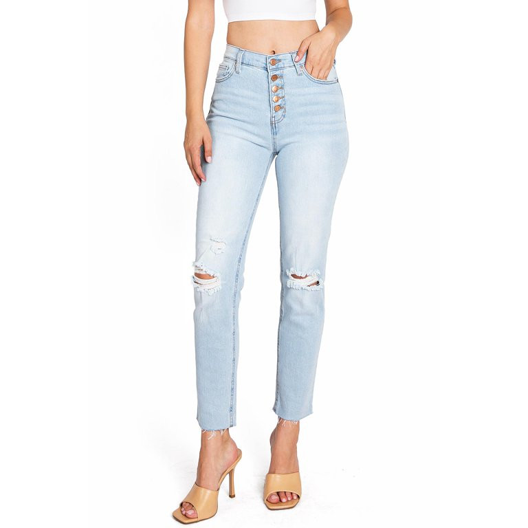 Celebrity Pink Women's Juniors High Rise Slim-Straight Jeans (7, Light Denim) | Walmart (US)