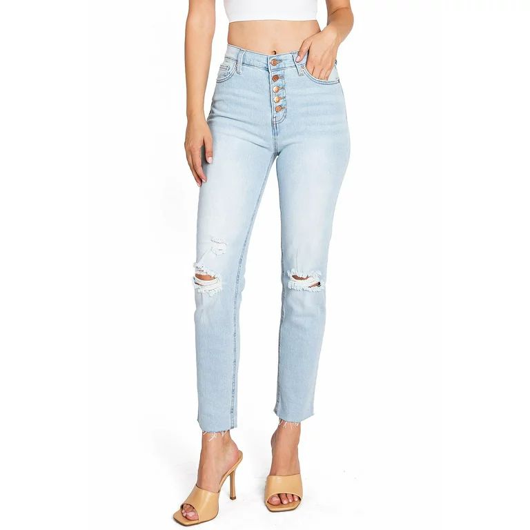 Celebrity Pink Women's Juniors High Rise Slim-Straight Jeans (7, Light Denim) | Walmart (US)