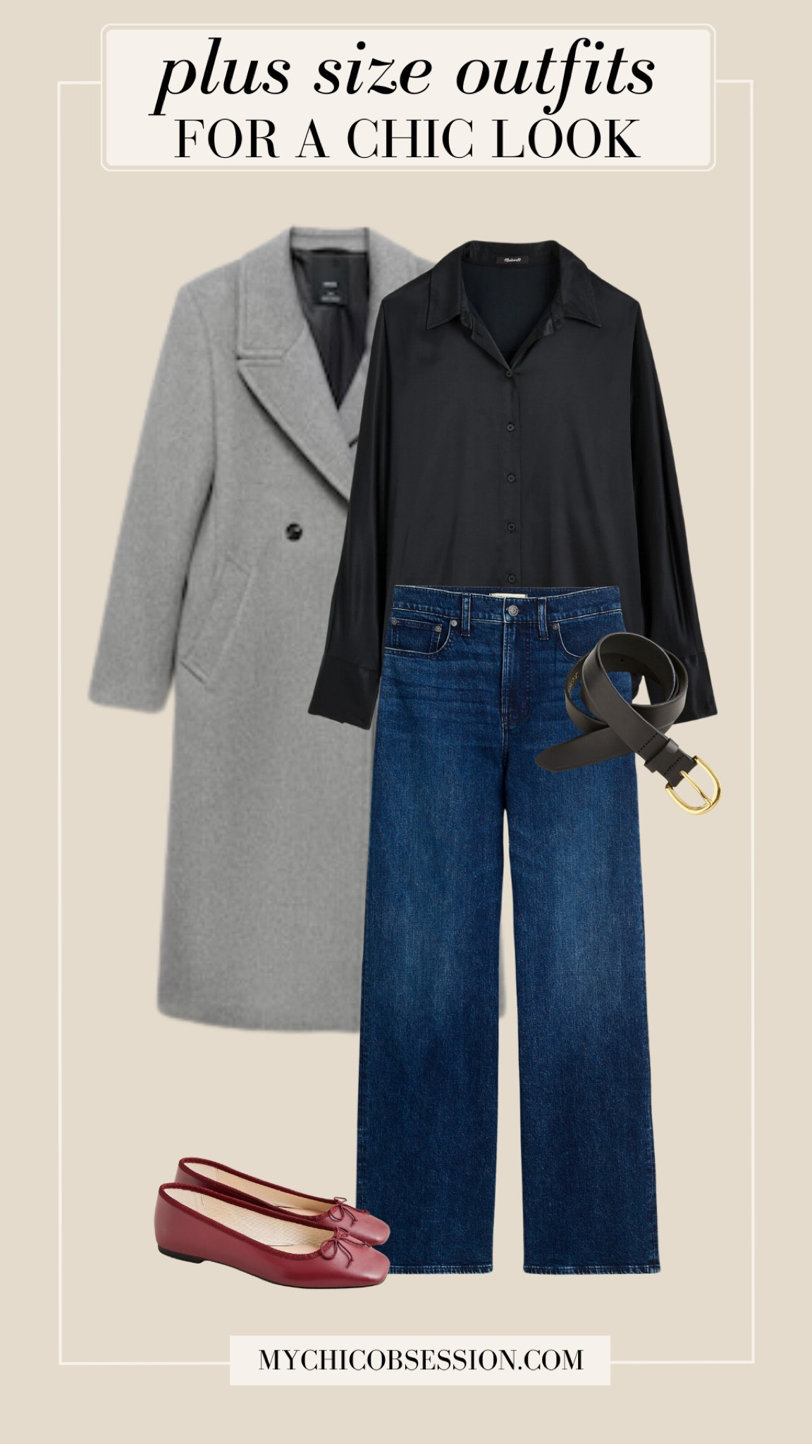 Take on casual Friday in this chic look: pair a satin or silk button-down with dark-wash jeans, burgundy ballet flats and a gray topcoat.

#LTKStyleTip #LTKSeasonal #LTKPlusSize