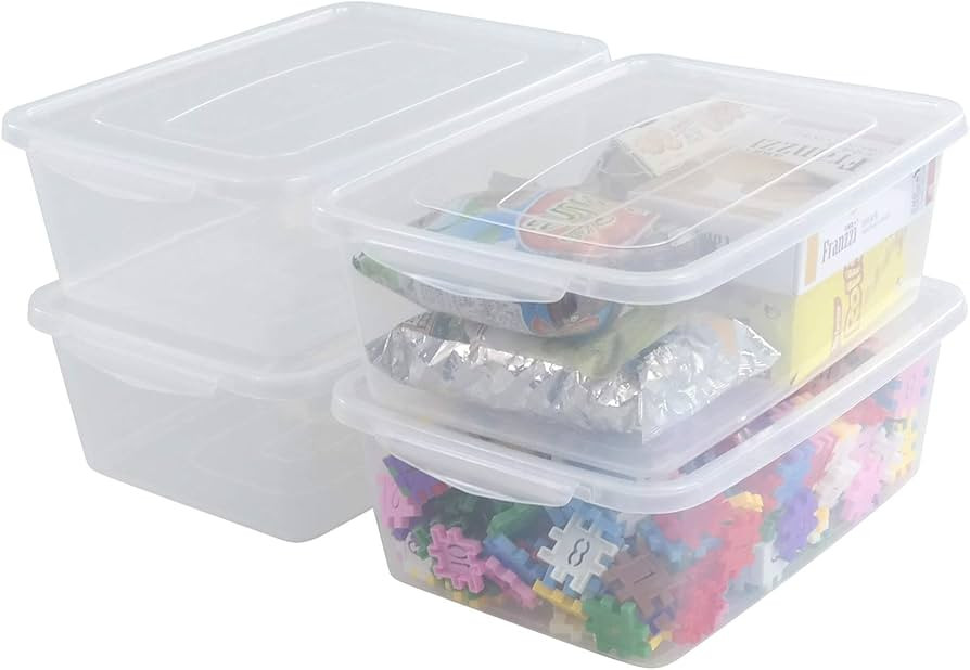 14 Quart Clear Storage Bin, Plastic Latching Box/Container with Lid, Shoe Boxes, Set of 4 | Amazon (US)