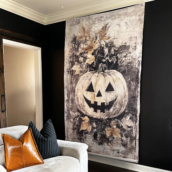Vintage Halloween Pumpkin Wall Tapestry - Decor Steals | Decor Steals