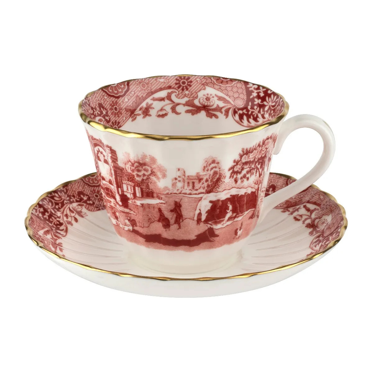 Spode 1770 Italian Teacup & Saucer, Cranberry | Fortnum & Mason