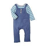 Mud Pie Baby Boys' Blue Overall Stripe Shirt Set, 9-12 Months | Amazon (US)