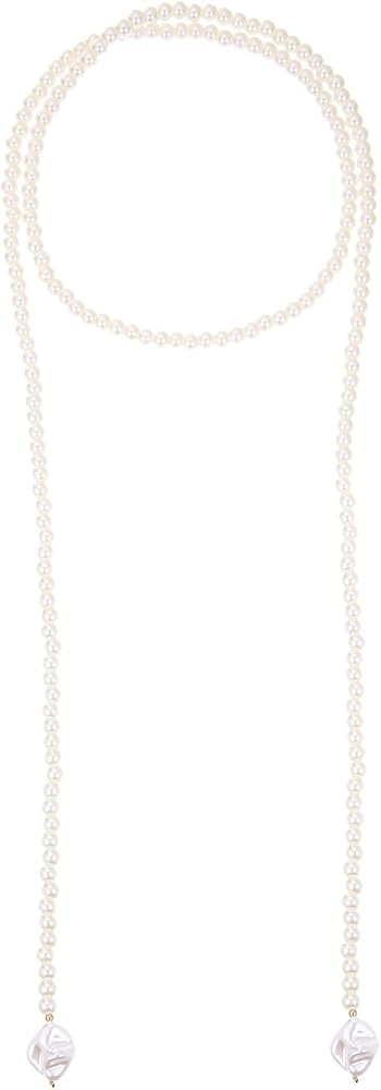 50IN Charm Long Pearl Necklace for Women - 1920s Vintage Beaded Costume Jewelry - Non Tarnish Pea... | Amazon (US)