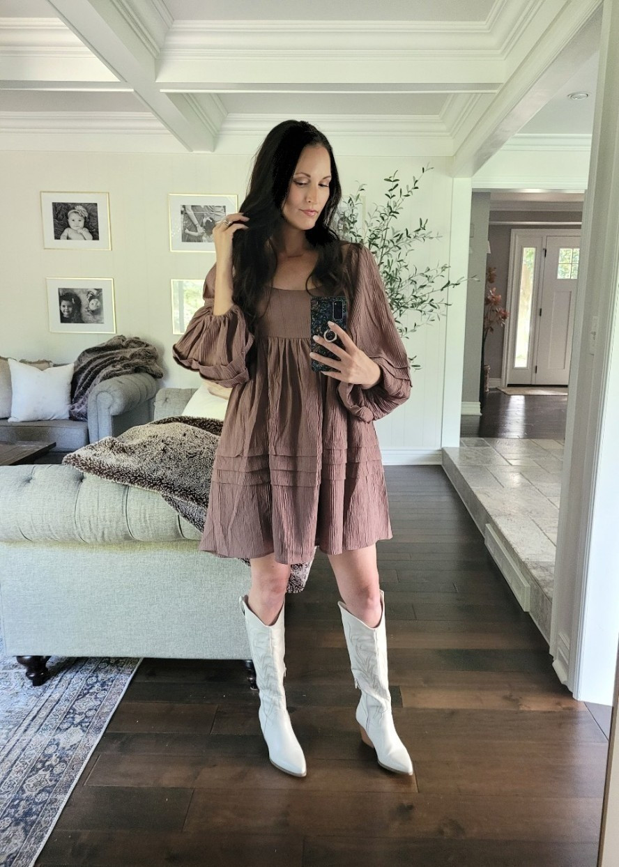 Concert season! This dress is currently on sale for $50 - perfect for a country concert,  wedding shower,  baby shower,  shower guest,  guest dress,  western boots,  cowboy boots, Nashville outfit,  ootd

#LTKFestival #LTKsalealert #LTKfindsunder50